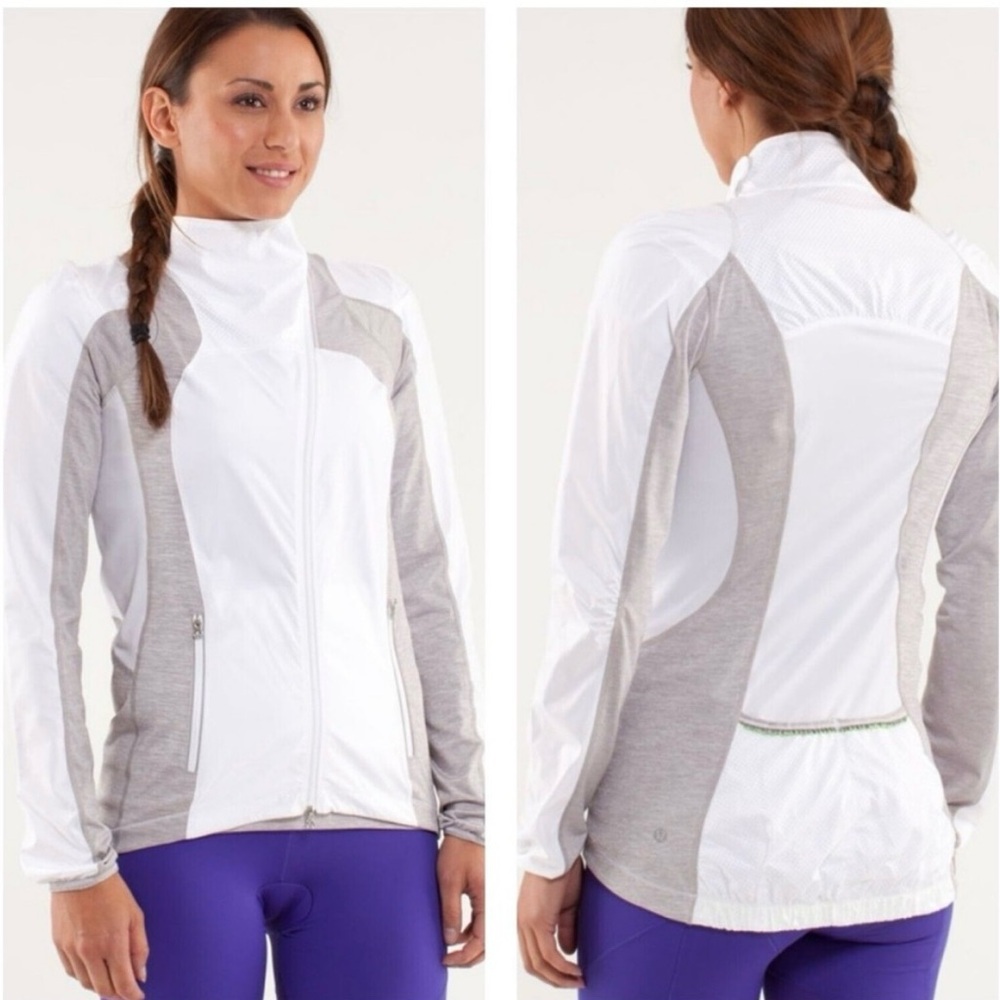 Lululemon Women's Runner Windbreaker White‎ and Gray Lightweight Jacket